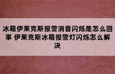 冰箱伊莱克斯报警消音闪烁是怎么回事 伊莱克斯冰箱报警灯闪烁怎么解决